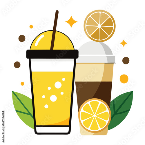 Set of Soda can, cocktail, soft drinks isolated vector illustration