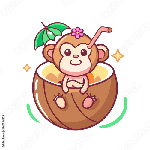 Ready to party? this monkey in a coconut is the cutest thing you'll see today