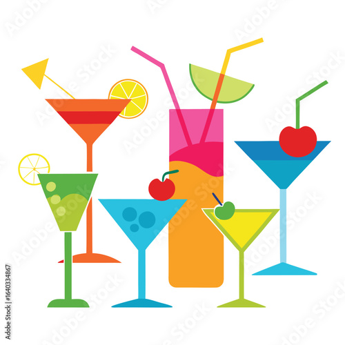 Set of Soda can, cocktail, soft drinks isolated vector illustration