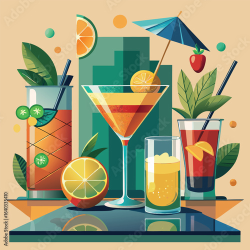 Set of Soda can, cocktail, soft drinks isolated vector illustration