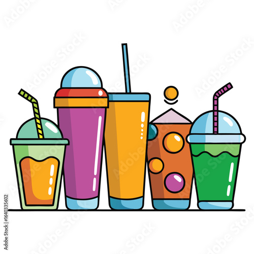 Set of Soda can, cocktail, soft drinks isolated vector illustration