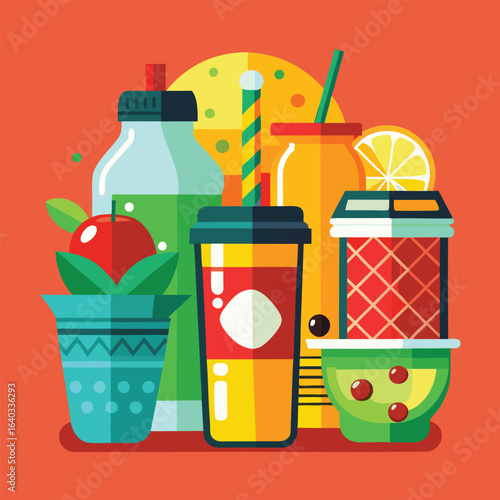 Set of Soda can, cocktail, soft drinks isolated vector illustration