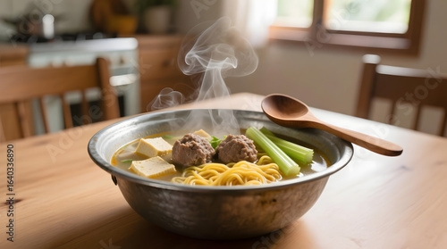 Hot Bowl of Indonesian Bakso Soup
