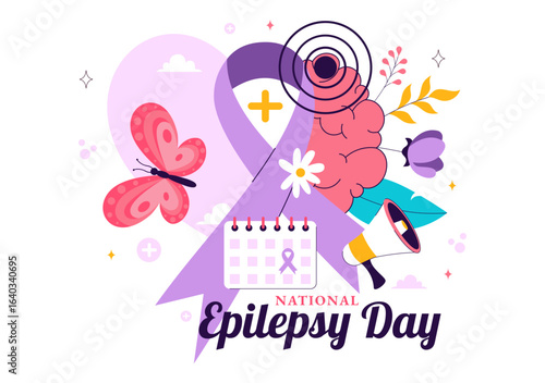 National Epilepsy Awareness Month Vector Illustration Observed Every Year in November Featuring Brain and Mental Health Awareness in a Background
