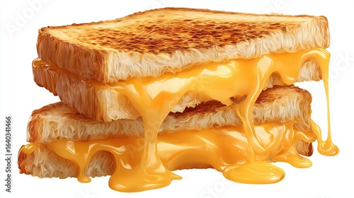 Stack of grilled cheese sandwiches with melting cheddar, toasty and delicious