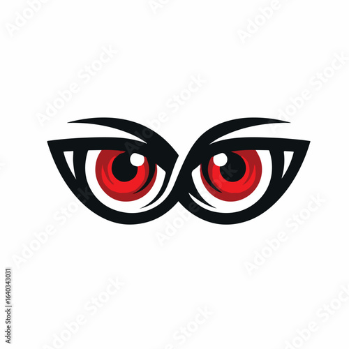 vector image of a logo illustration of two angry red eyes