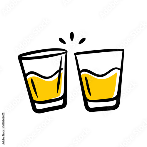 double shot glasses hand drawing icon for web and graphic design