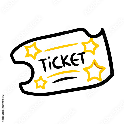 favorite ticket hand drawing icon for web and graphic design