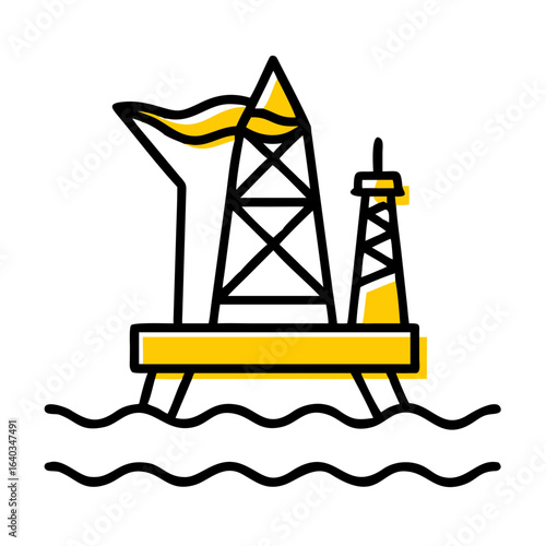 oil platform hand drawing icon for web and graphic design