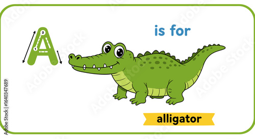 A is for Alligator a fascinating reptilian creature found in warm climate regions around the world known for its powerful jaws and armored skin which makes it a formidable predator in its natural habi
