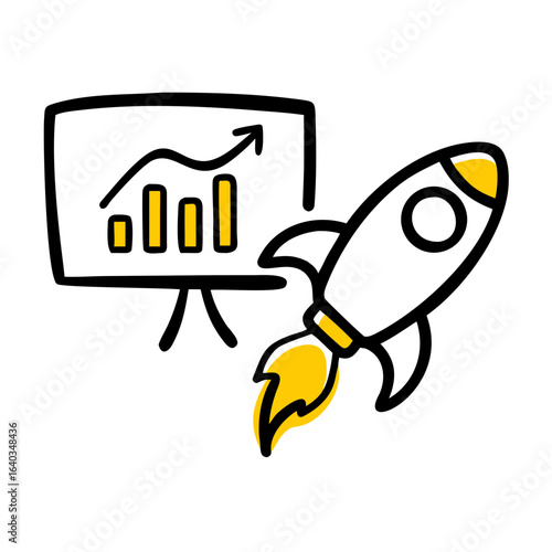 startup presentation hand drawing icon for web and graphic design