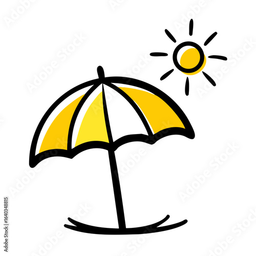 sunshade umbrella hand drawing icon for web and graphic design