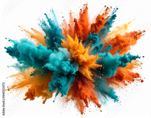 Earthy Pigment Explosion in Terracotta, Teal, Mustard and Burnt Sienna on White