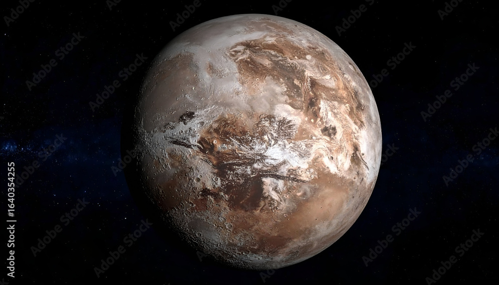 Naklejka premium Pluto Dwarf Planet with Space, and Cosmos.