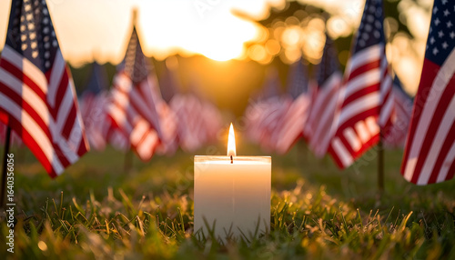Sunset Memorial Candles  Flags.