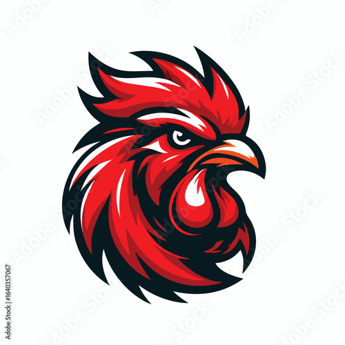 Angry red rooster head logo vector image