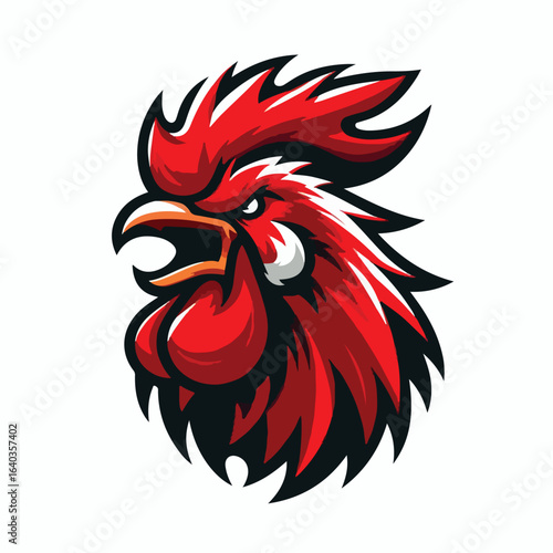 Angry red rooster head logo vector image