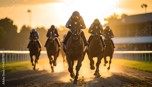 Sunset Horse Race Finish Line.