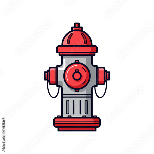 A vibrant red and gray fire hydrant illustration stands prominently, symbolizing urban safety, emergency services, and essential public water infrastructure.