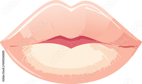 Close-up illustration of soft pink lips, beauty and cosmetics
