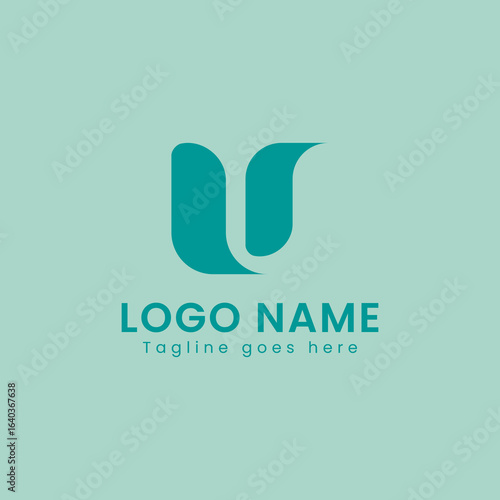 Minimalist abstract letter U logo design with stylized bird and wing elements, modern flat style, suitable for branding, business identity, and creative industries.