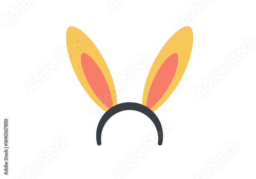 A charming cartoon illustration of a bunny ears headband, a festive accessory for Easter celebrations and costume parties.