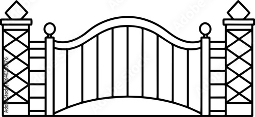 Gate outline vector illustration, line art