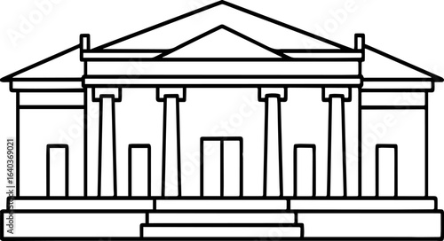 Museum outline vector illustration, line art