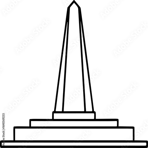 Outline of obelisk structure vector illustration, line art