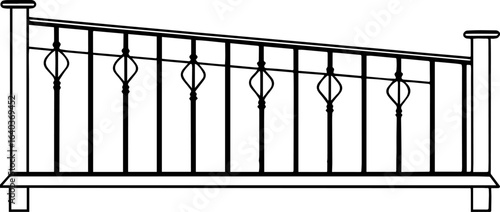Railing outline vector illustration, line art