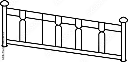 Railing outline vector illustration, line art