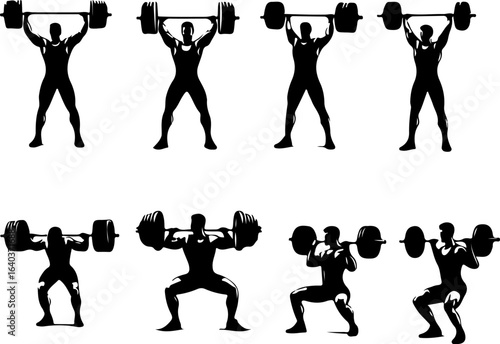 silhouette sketch vector illustration design of a weightlifter training to lift weights