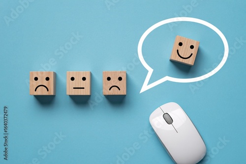 Wallpaper Mural Customer feedback rating with smiley blocks and mouse, improve satisfaction and positive review concept. Torontodigital.ca