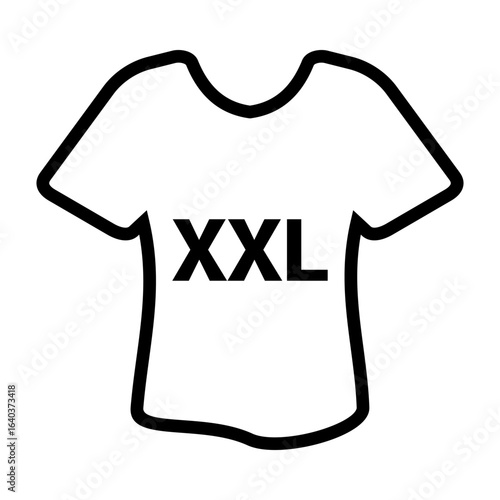 XXL Size T-Shirt Icon Outline design vector symbol illustration.