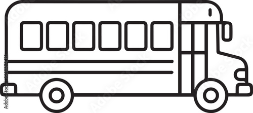 Classic school bus line art icon for back to school designs, offering a nostalgic touch for education-themed projects with its clean, simple design