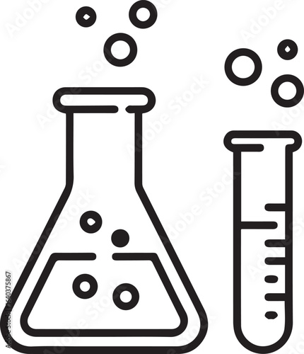 Modern science experiment concept with conical flask and test tube, perfect for educational resources and pharmaceutical branding, vector origin