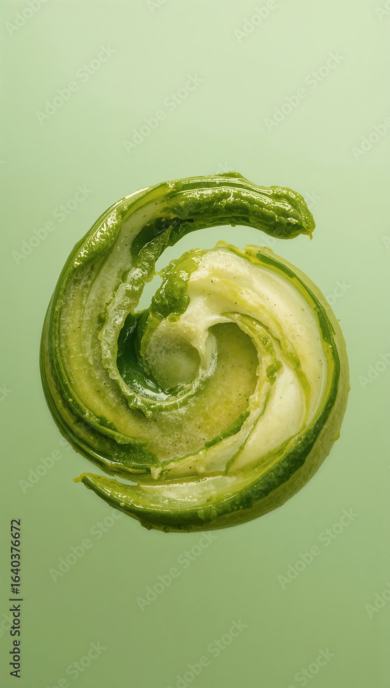 Obraz premium Artichoke heart spiral pattern on light green background macro photography studio shot vegetable appetizer ingredient food presentation delicate