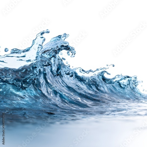 Wallpaper Mural Crystal Clear Water Wave Isolated on White Background – Macro High-Speed Photography Splash Torontodigital.ca