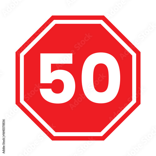 50 sign red color vector design