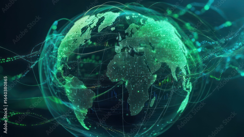 Obraz premium Abstract globe with data streams