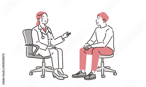 病院での診察シーン女性医師