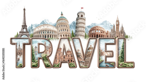 Travel is a word that is written in a fancy font