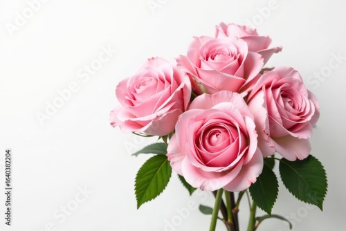 A cluster of blush pink roses isolated on white, soft, pretty, studio