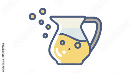 Pitcher of lemonade juice drink beverage summer refreshment citrus yellow liquid bubbles illustration