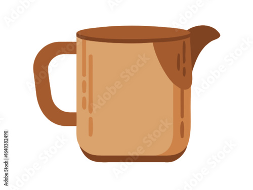 Vector illustration of brown ceramic pitcher for serving liquids kitchenware and tableware design
