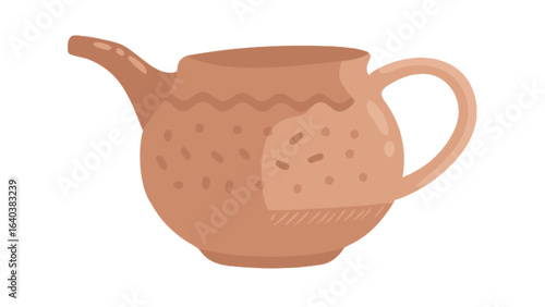 Stock vector illustration of vintage ceramic teapot with handle and spout for tea service set design