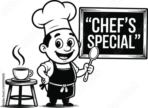 Cartoon chef with chef special