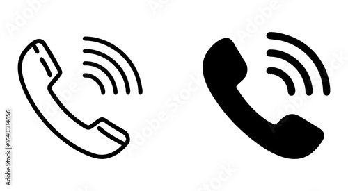 Set of hotline call outline silhouette vector illustration design
