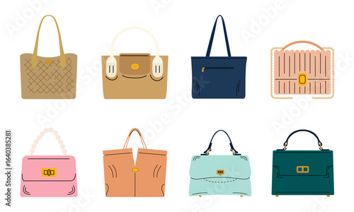 Collection of Stylish Handbags with Different Designs and Colors