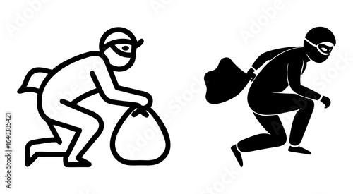 Set of thief outline silhouette vector illustration design